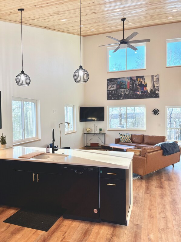 Living area - Lakeside Lookout, Brand New Build on Private Lake! (Phelps)