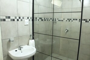 Appartement | Salle de bain | Douche, serviettes fournies, papier de toilette