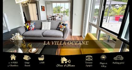 La Villa Océane, Elegante, Plages, GR34, 2-8 pers