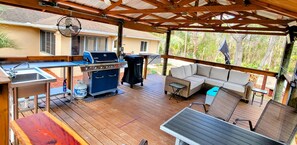 PAVILLION – awesome covered space for entertaining, grilling, and dining. 