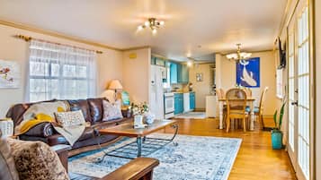 Smart TV, DVD player, books, video library