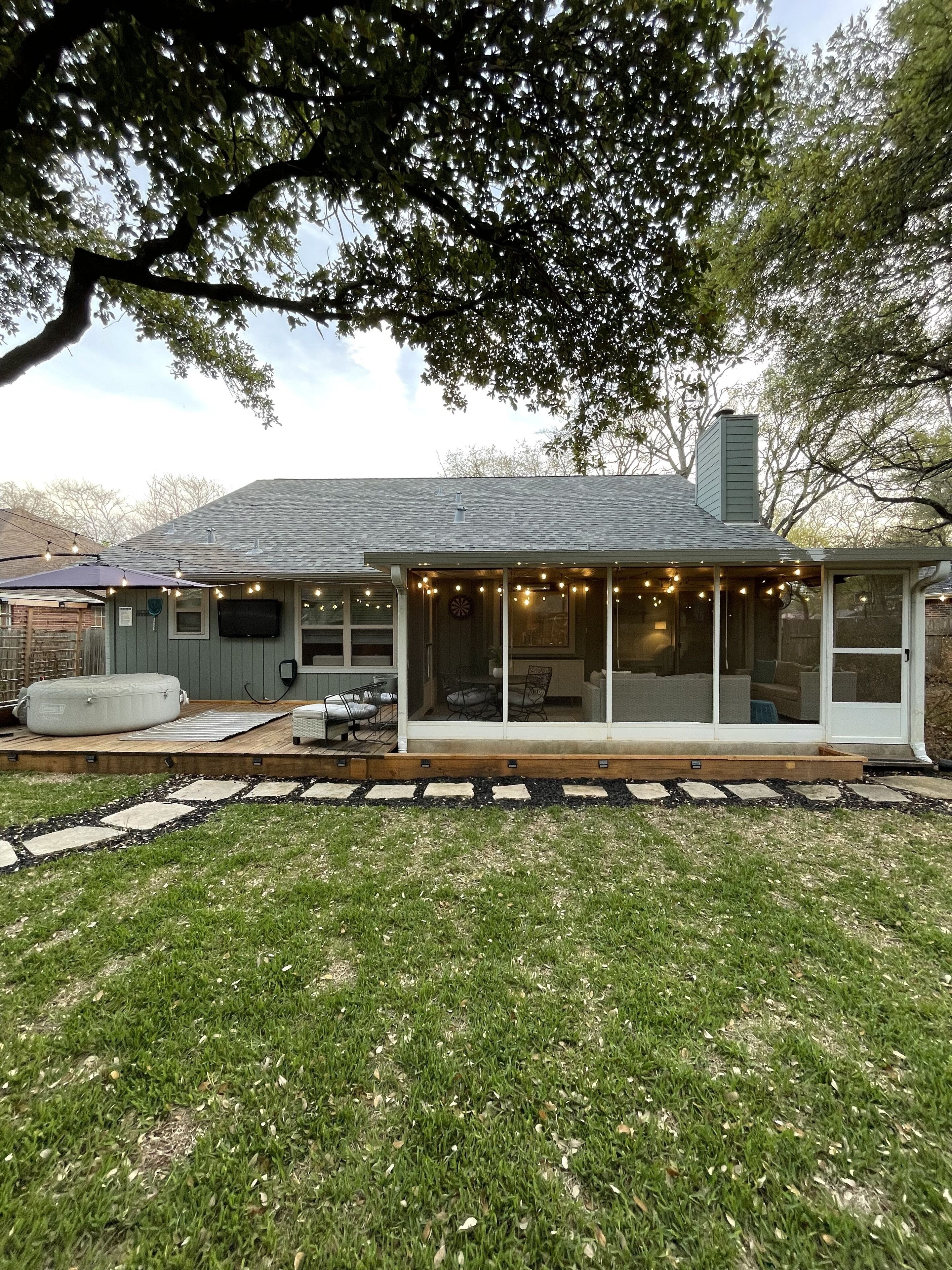 Cozy and cheerful three bedroom home with hot tub.