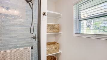 Hair dryer, towels