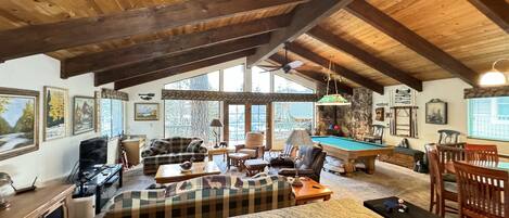 Smart TV, DVD player, video library, stereo