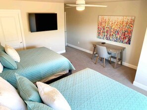 4 bedrooms, desk, iron/ironing board, travel crib