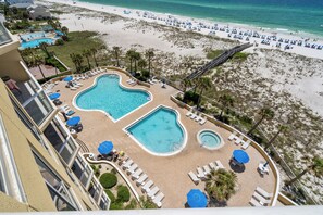 A heated pool - Emerald Isle 607 Beachfront Condo | Pool, Gym | My Beach Getaways (Pensacola Beach)