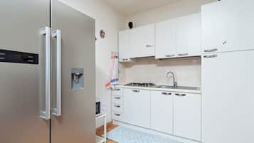Kühlschrank, Mikrowelle, Herdplatte, Geschirrspüler