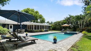 Outdoor pool, a heated pool - 5 Min to Beach! Private Pool & Spa, Bikes, Porch (Naples)
