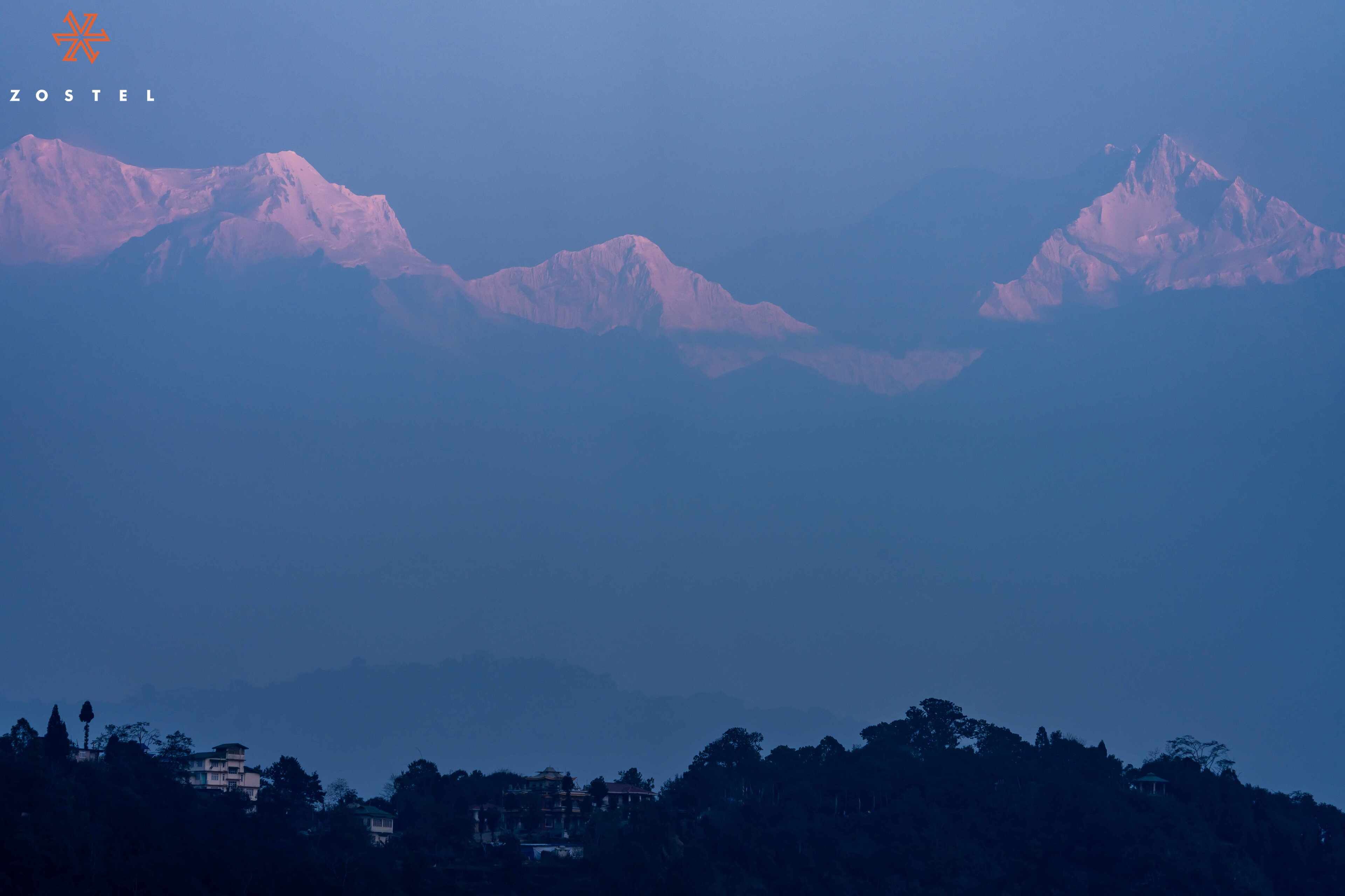 A mountain range with a clear sky.