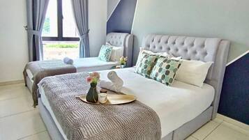 Blackout curtains, iron/ironing board, free WiFi