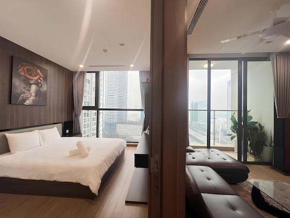 Appartement Affaires, 1 chambre | Literie de qualité supérieure, couette en duvet d'oie, bureau