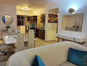 Deluxe Villa | Living area | 24-inch Smart TV with digital channels - Lux Suites Lamera Beachfront Villas (Mombasa)