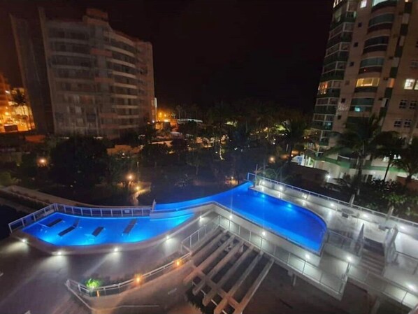 Outdoor pool, open 9:00 AM to 10:00 PM, pool umbrellas, sun loungers