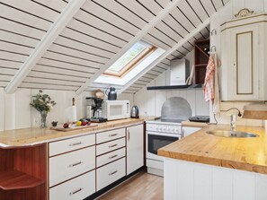 Fridge, microwave, oven, high chair