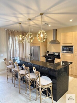 Fridge, microwave, oven, dishwasher