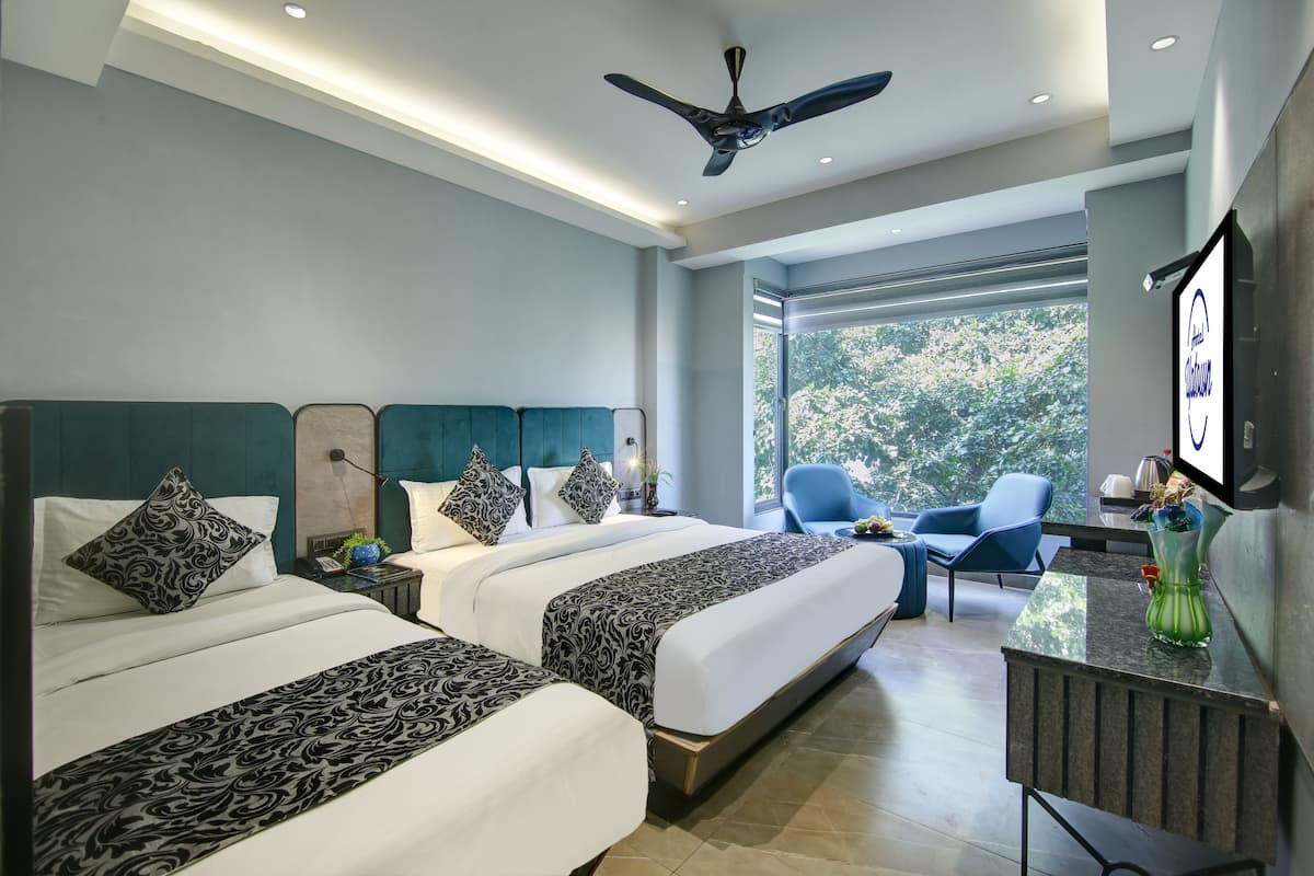 Studio dành cho gia đình, nhiều giường, quang cảnh thành phố | 1 phòng ngủ, bộ đồ giường cao cấp