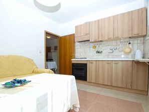 Fridge, oven, stovetop, cookware/dishes/utensils