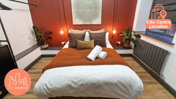1 bedroom, desk, iron/ironing board, travel cot
