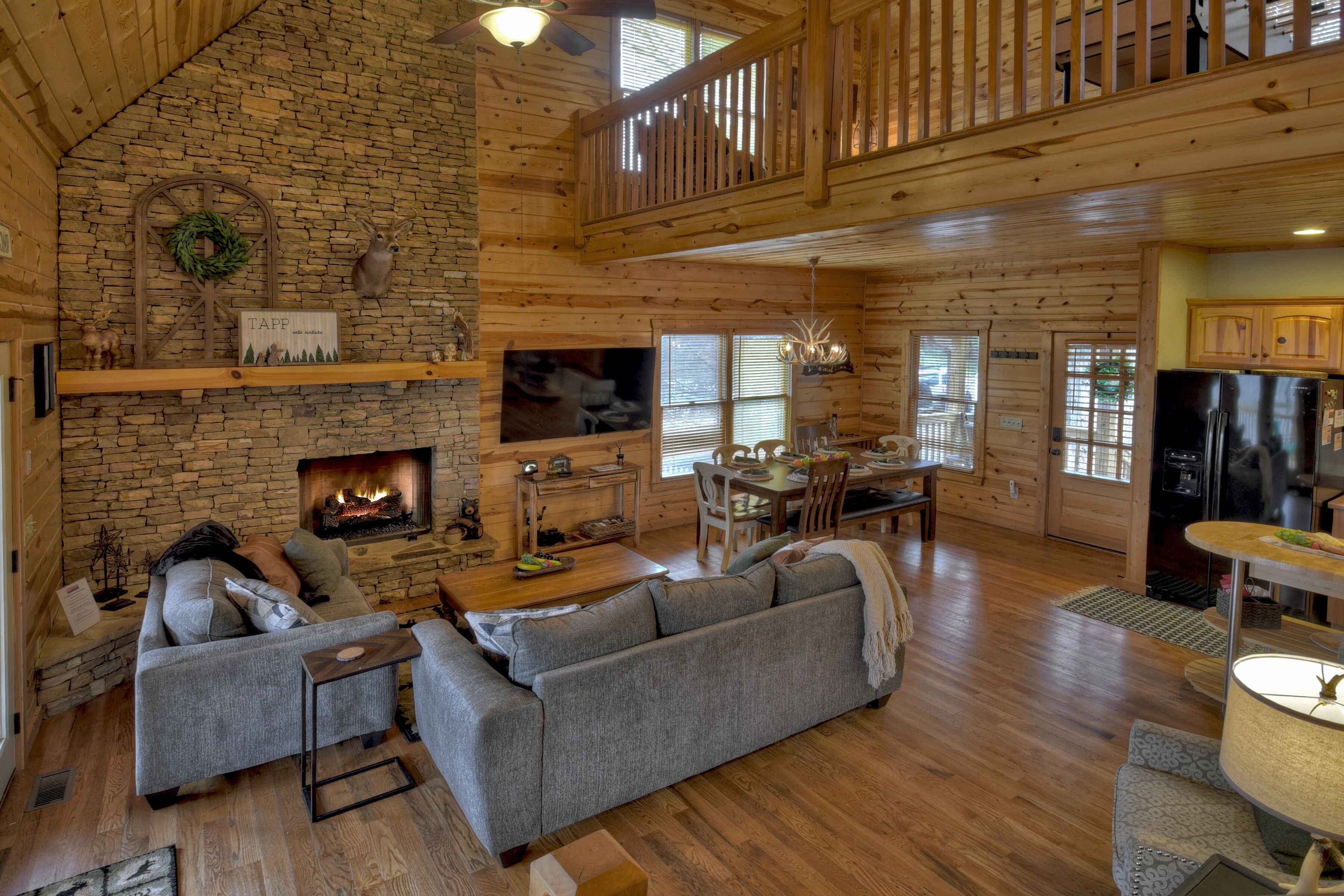 Smart TV, fireplace, table football