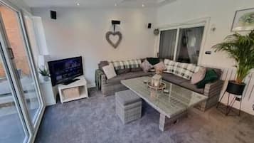 TV, DVD player, stereo