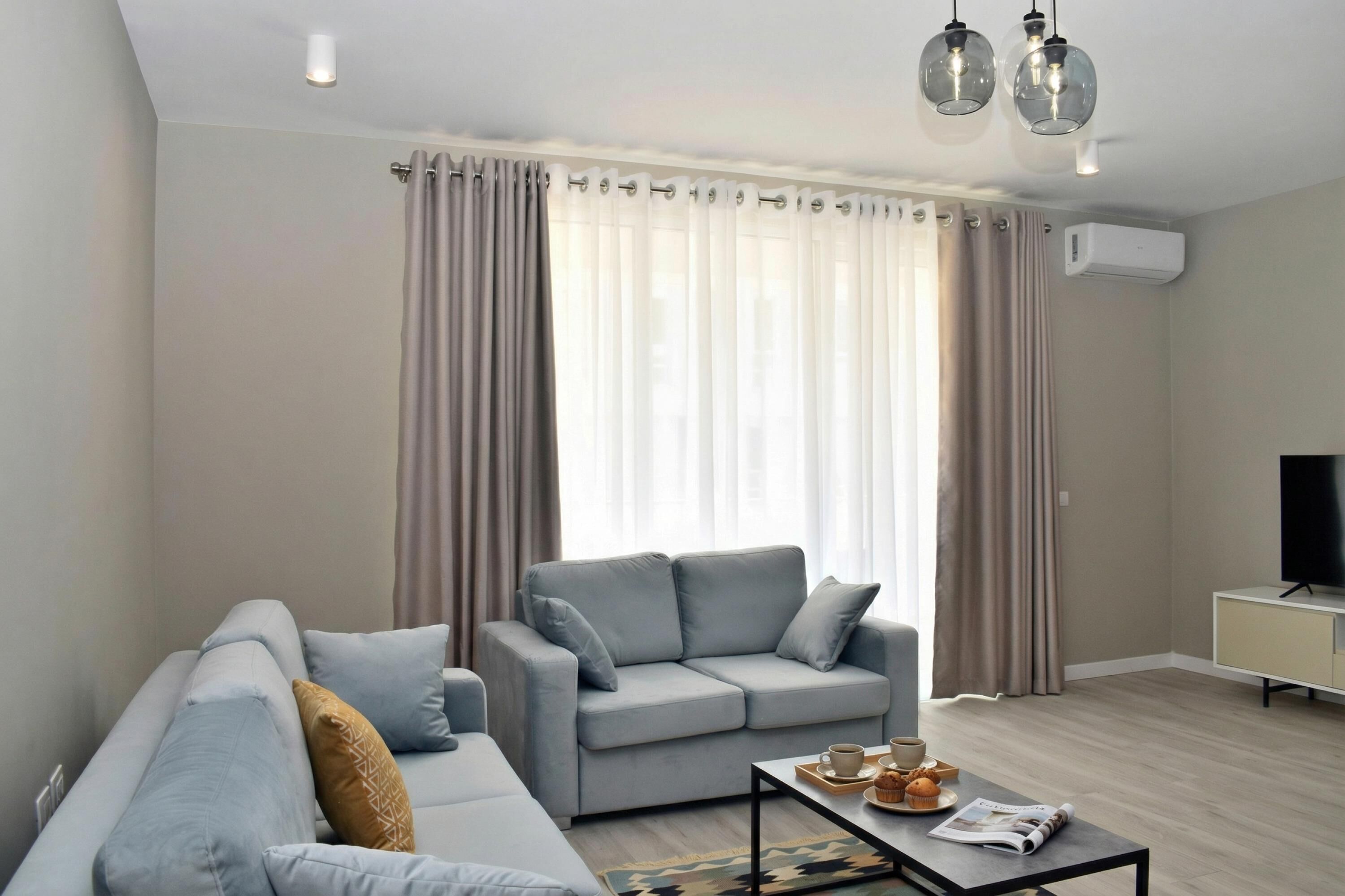 21-inch flat-screen TV with cable channels