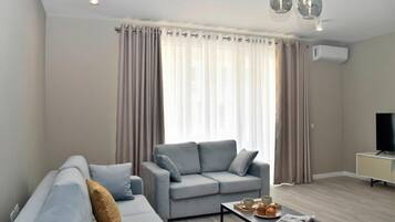 21-inch flat-screen TV with cable channels