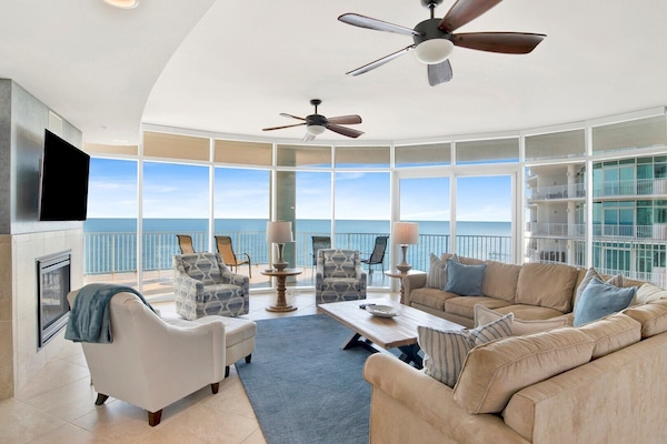 Living Room with Panoramic Windows and Gulf Views