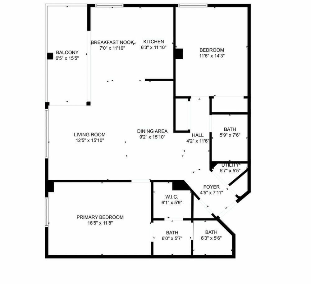 A floor plan with a living room, dining area, kitchen, bedroom, bathroom, and balcony.