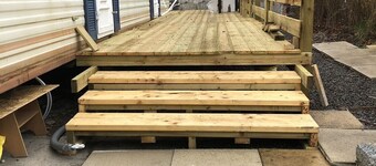 Static Caravan with Decking porch, Quiet and Remote, with car parking.