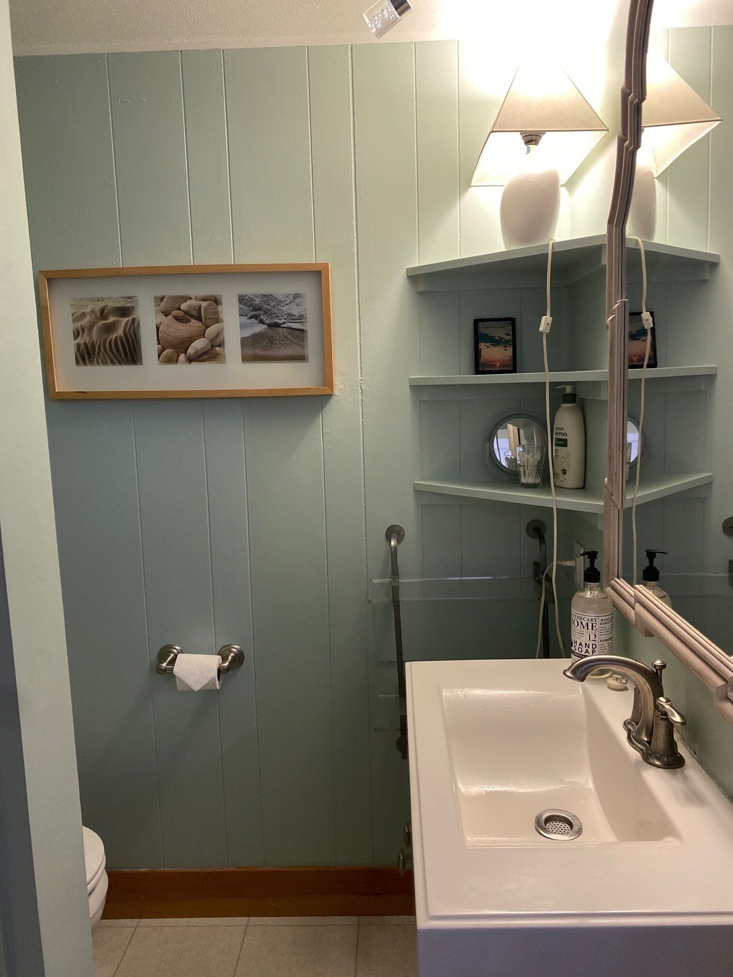 Hair dryer, bidet, towels, soap