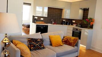 Smart TV, books, music library, stereo