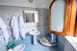 Regadera, secadora de cabello, bidet, toallas 