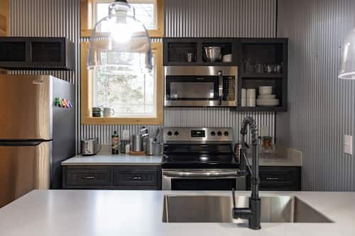 Premium Cabin, Non Smoking, Park View | Private kitchen | Full-size fridge, microwave, oven, stovetop