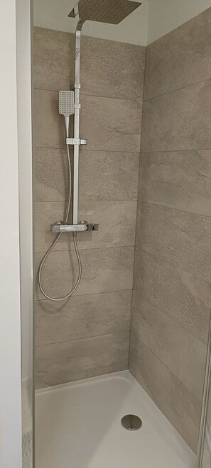 Secador de cabelo, toalhas de banho, sabonete, papel higiênico