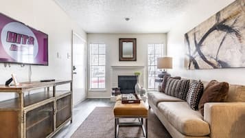 Televisión y chimenea