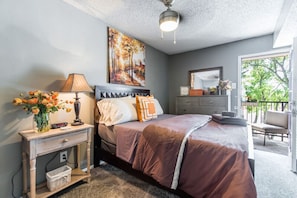1 bedroom, desk, iron/ironing board, travel cot