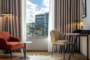 Minibar, desk, laptop workspace, soundproofing