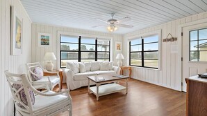 TV, DVD player, offices - Battened Hatches Apartment with Beachfront Views (St. Augustine)