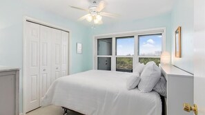 2 bedrooms, desk, iron/ironing board, travel crib