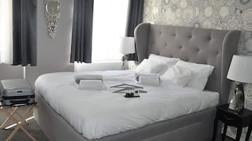 Hypo-allergenic bedding, in-room safe, soundproofing, iron/ironing board