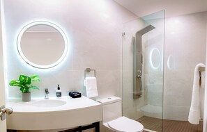 Douche, sèche-cheveux