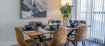 Chic Highrise 2BR King Bed Deluxe Escape Pool l GYM l Balcony Near DC/Metro/Mall