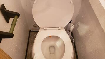 Hårtork, handdukar, tvål och schampo