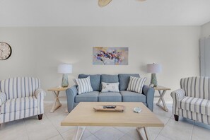 Condo, Multiple Beds (Emerald Isle Unit 1207) | Living area | TV - Emerald Isle Unit 1207 (Pensacola Beach)