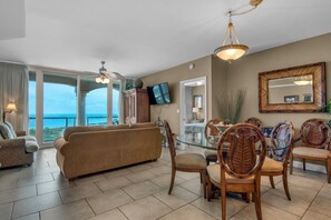 Condo, Multiple Beds (Portofino Island Resort 2-1602) | Living area | TV - Portofino Island Resort 2-1602 (Pensacola Beach)