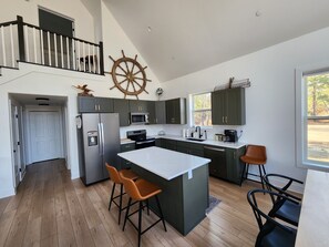 Fridge, microwave, oven, stovetop - Secluded waterfront getaway with hot tub,fire pit, and private dock.  (Marion Station)