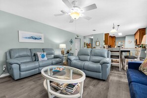 Condo, Multiple Beds (Beachview 101- Beaches and MoonBeams) | Living area | TV