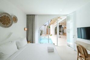 Vila, 3 quartos, varanda, vista para a piscina | 3 quartos, roupas de cama de algodão egípcio, roupas de cama premium