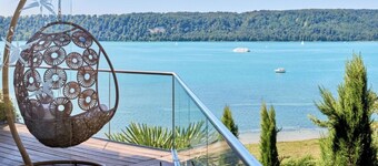 Appartement 'Haus Seeblick' met uitzicht op het meer, eigen terras en Wi-Fi