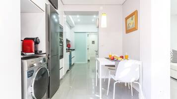 Fridge, microwave, oven, dishwasher